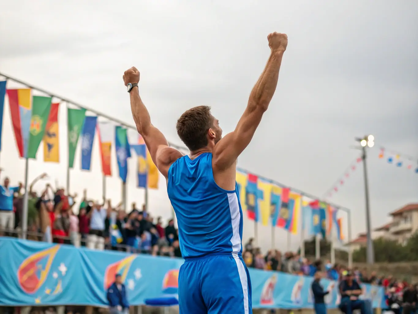 A young athlete celebrating a personal achievement, such as winning a race or mastering a new skill, symbolizing the personal growth fostered by the association's programs.